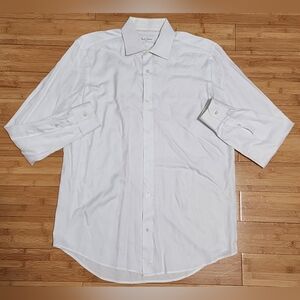 Robert Graham Button Down Dress Shirt Mens Size 42 (16 1/2) White Cotton Paisley